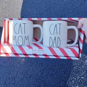 Rae Dunn Cat mom Cat Dad mug set